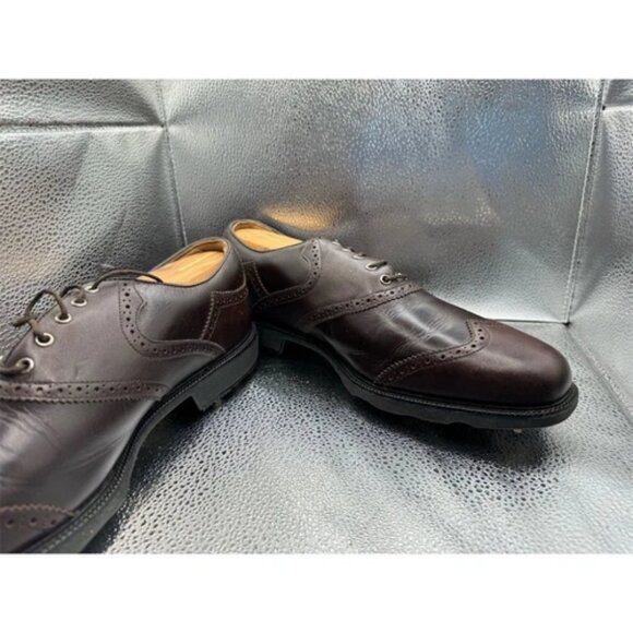FootJoy Men's Brown Leather Golf Shoes Size 12 M Spiked Sole - Picture 4 of 10